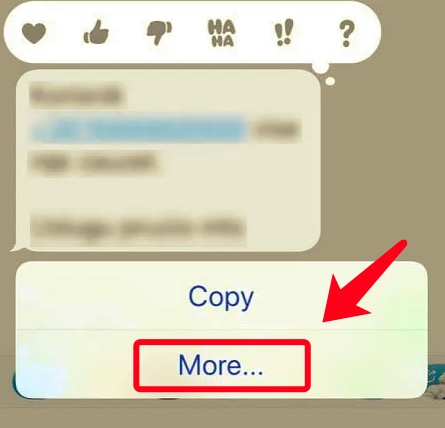 Haga clic en Más para eliminar todos los iMessages en iPhone