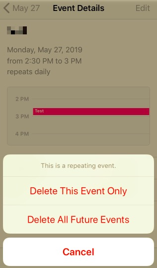 Cómo eliminar eventos recurrentes en iPhone