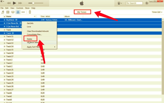 Eliminar tonos de llamada de iPhone usando iTunes