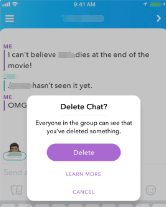 Borrar mensaje de Snapchat