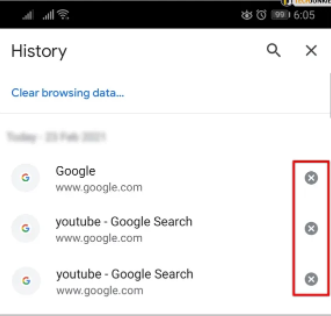 Uso de la aplicación Chrome para borrar el historial de búsqueda en iPhone