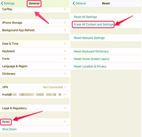 Cómo borrar todo el contenido y la configuración en iPhone