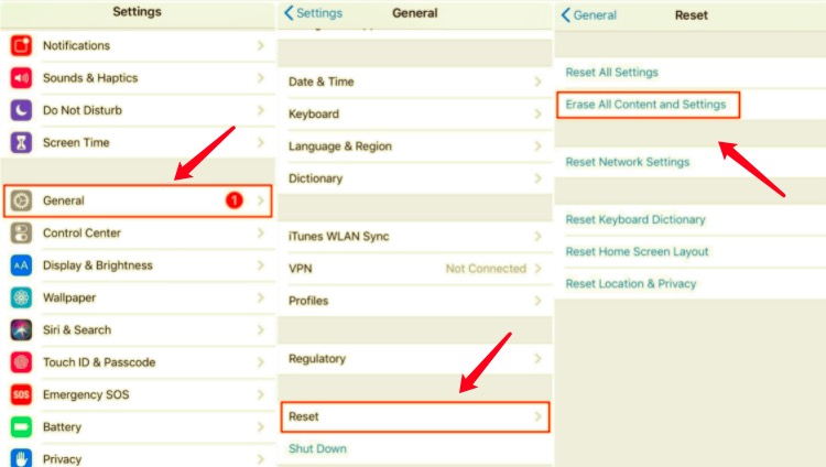 Borre todo el contenido y la configuración para eliminar el almacenamiento del sistema en iPhone