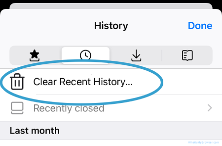 Borrar el historial de búsqueda de Firefox en iPhone