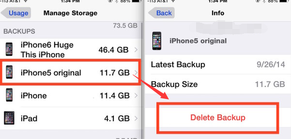 Usar iCloud para eliminar la copia de seguridad