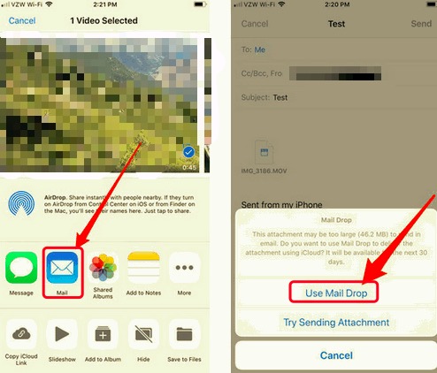 Envía videos grandes con iCloud Maildrop