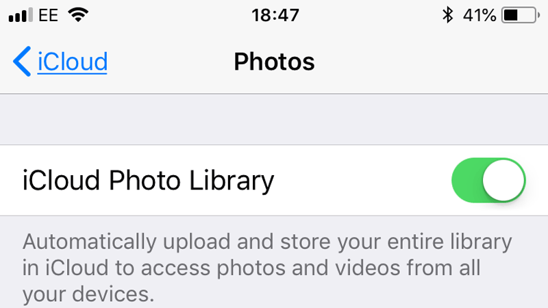 Desactivar la biblioteca de fotos de iCloud para reparar el iPhone dice que no hay suficiente almacenamiento, pero lo hay