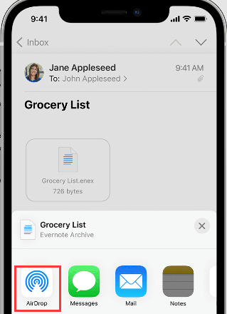 Transferir notas del iPhone 13 a la computadora usando Airdrop