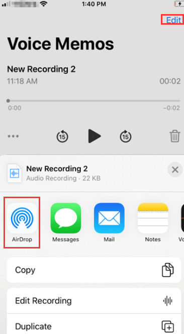 Transferir notas de voz desde el iPhone 13 a la computadora usando AirDrop