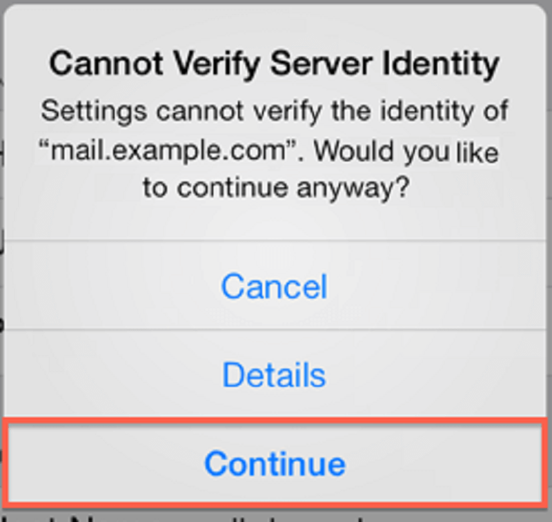 No se puede verificar la identidad del servidor