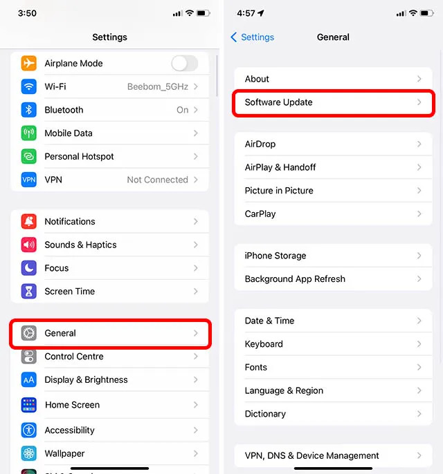 Soluciones al problema "La música descargada desapareció del iPhone" - Actualice iOS