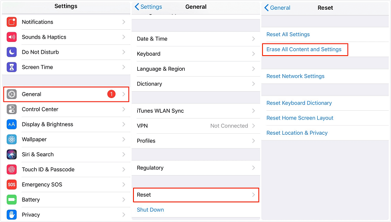 Borrar todo el contenido y la configuración para borrar el iPhone perdido