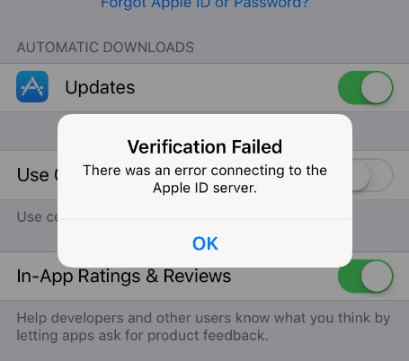 Error al conectarse al servidor de ID de Apple