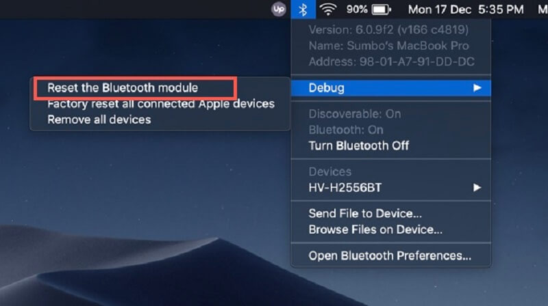 Restablecer el módulo Bluetooth