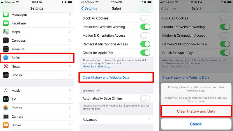 Borrar caché de aplicaciones de iPhone sin eliminar la aplicación - Borrar caché de Safari