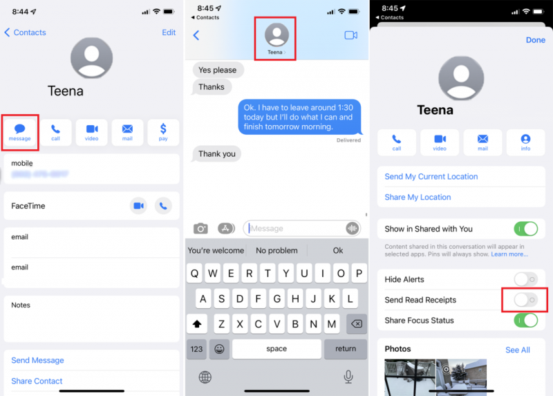 La configuración causa que iMessage no diga Entregado