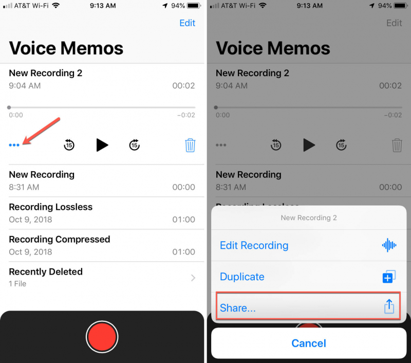 Compartir notas de voz en iPhone