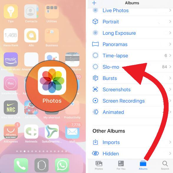 Acelere un video en cámara lenta en iPhone a través de la aplicación Fotos