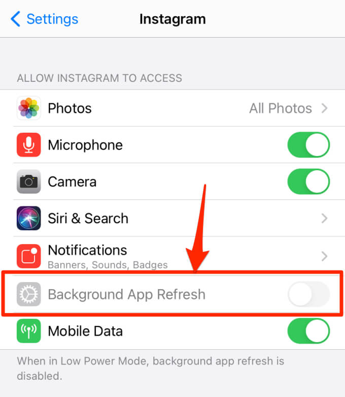 Desactive la actualización de la aplicación en segundo plano para reparar el iPhone congelado
