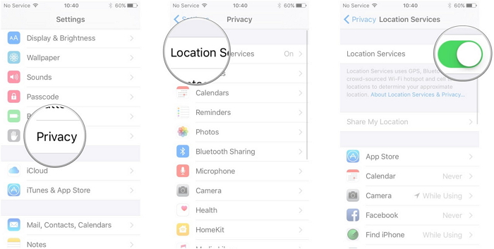 Activar servicios de ubicación en Iphone