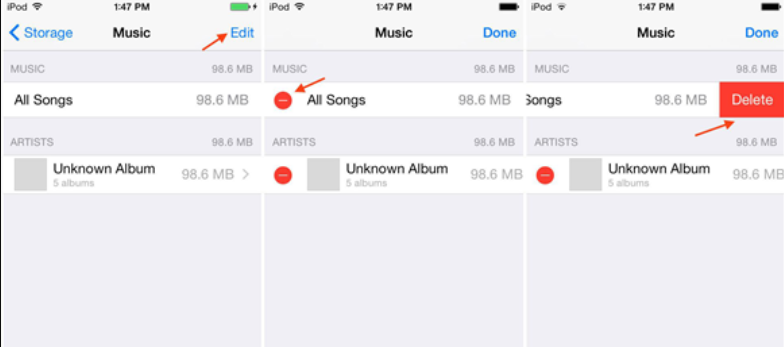 Eliminar música del iPod usando la configuración de su iPod