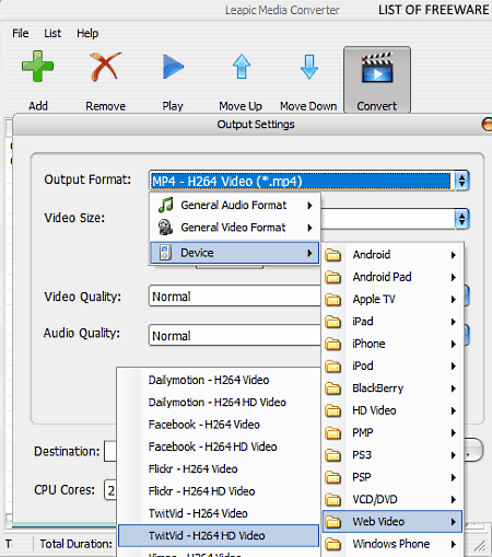 Convertidor de vídeo por lotes gratis: Leapic Media Converter