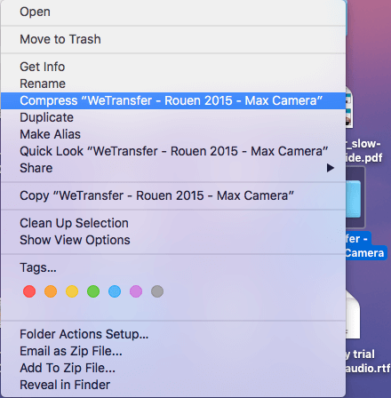 Crear un archivo Zip en Mac Compress File