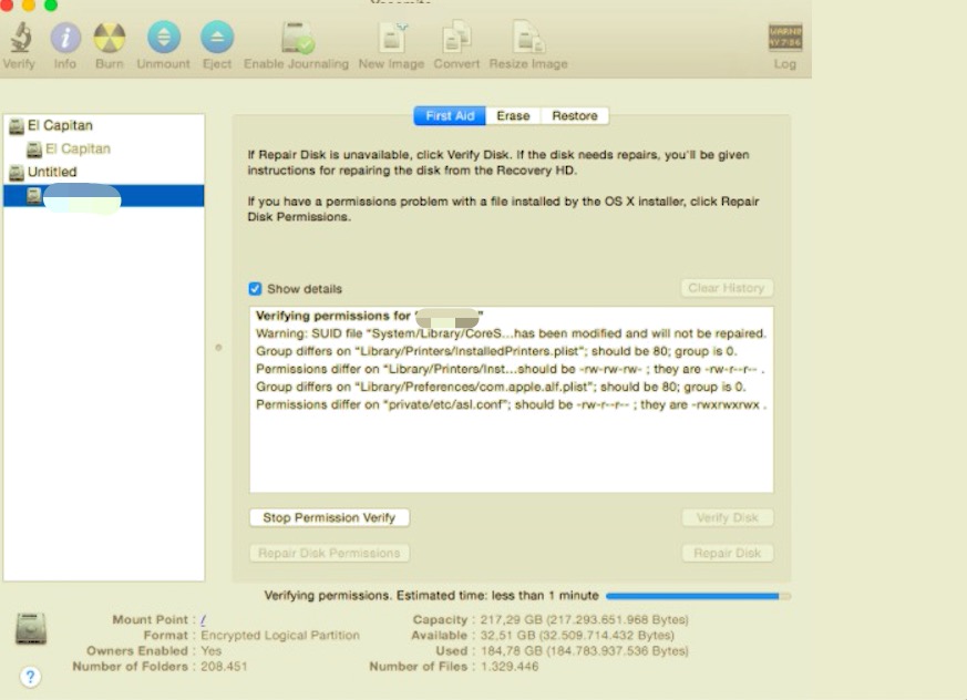 Reparar el permiso de disco para limpiar archivos basura de Mac