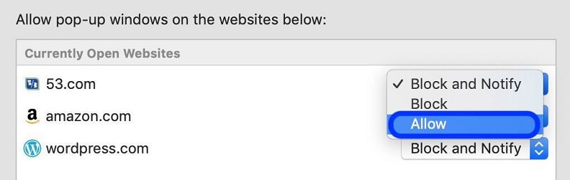 Cómo permitir Pop Ups en Mac