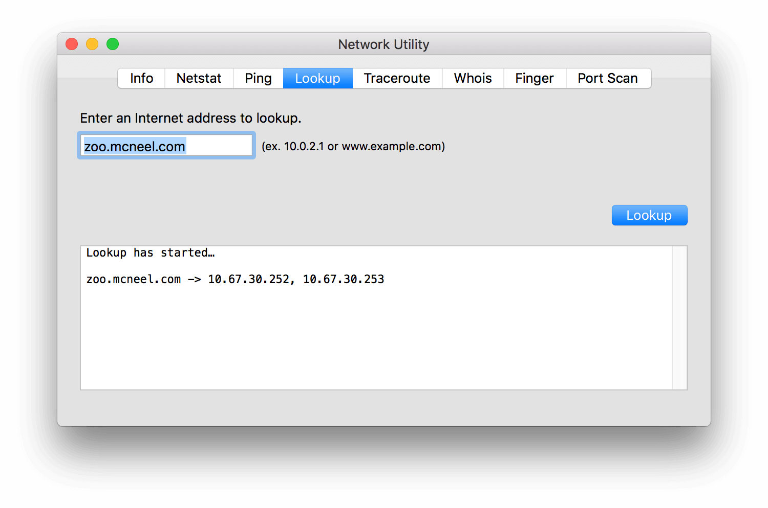 Utilidad de red de búsqueda de Mac