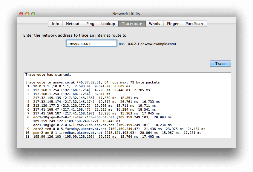 Utilidad de red Mac Traceroute