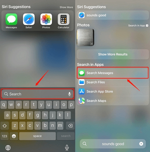 Encuentre mensajes de texto antiguos en iPhone usando la búsqueda de Spotlight