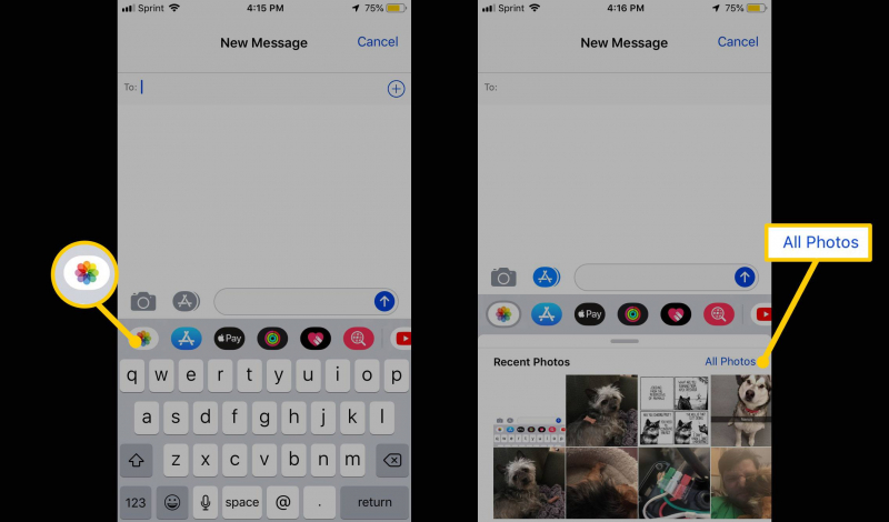 Uso de mensajes para enviar un GIF guardado en el iPhone