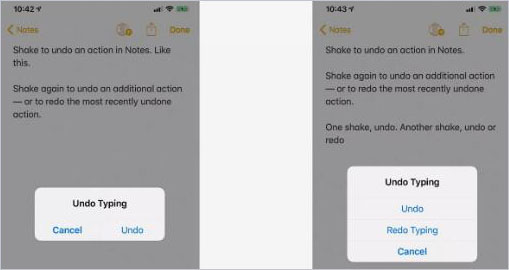 Deshacer en Notas iPhone