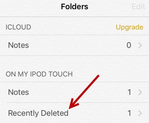 Recupere notas eliminadas en iPhone sin copia de seguridad usando la carpeta eliminada recientemente