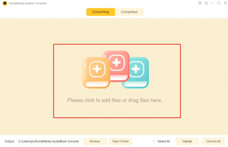 Convierta AAX a MP3: DumpMedia Audible Converter - Agregar archivos