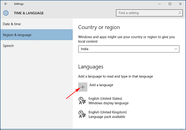 Agregar un idioma para cambiar el idioma de visualización en Windows 10