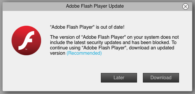 Adobe Flash Player actualizado para reparar Chrome No Sound Mac sucede