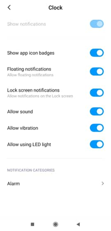 Solucione el problema en la alarma de Android que no funciona después de la actualización activando la opción Mostrar notificaciones