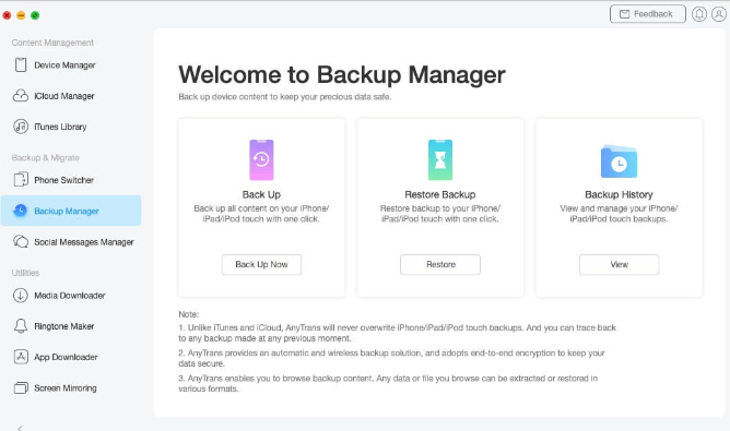 Visor de copia de seguridad de AnyTrans iOS
