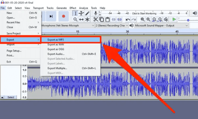 Grabador de audio para computadora - Audacity