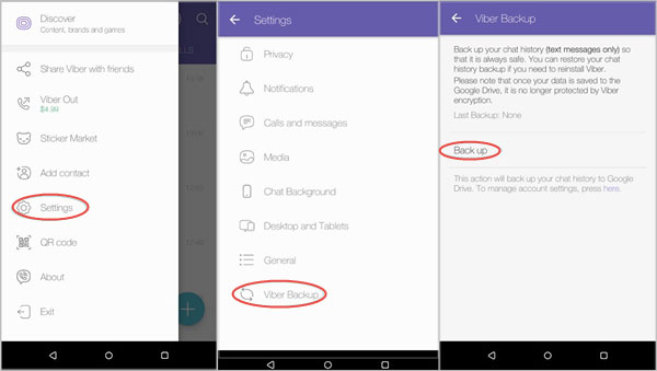 Recuperar mensajes de texto del teléfono usando la copia de seguridad de Viber