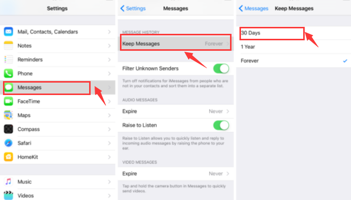 Configure la eliminación automática en mensajes para eliminar otro almacenamiento grande en iOS