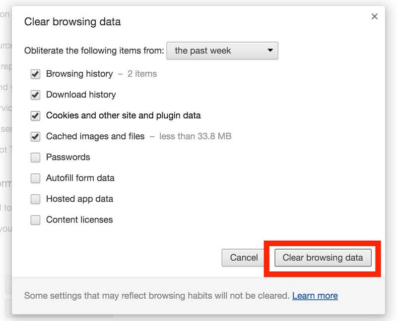 Chrome Borrar datos de navegación Mac