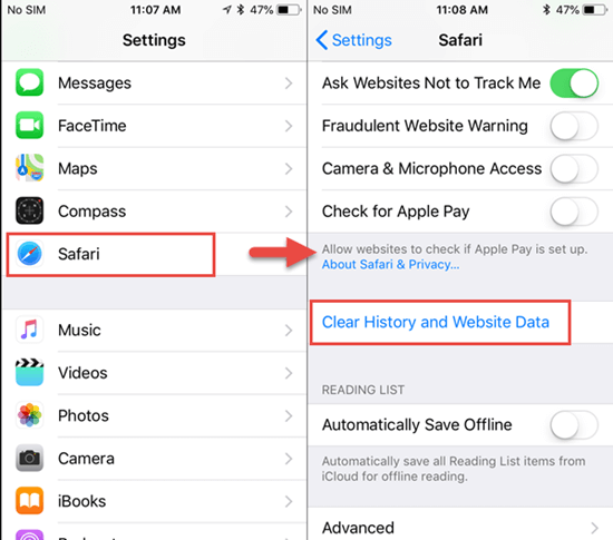Eliminar permanentemente el historial de iPhone Safari