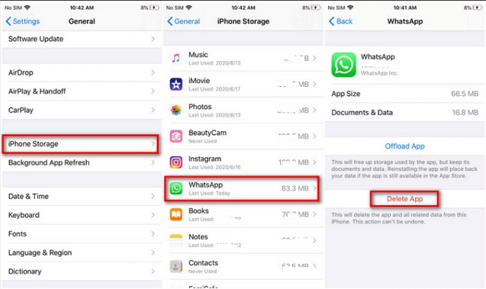 Cómo borrar cachés de WhatsApp en iPhone usando la configuración de tu iPhone