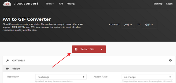 Convierta M4V a GIF usando CloudConvert