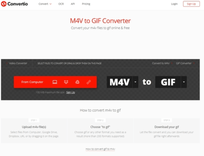 Convierta M4V a GIF en línea usando Convertio