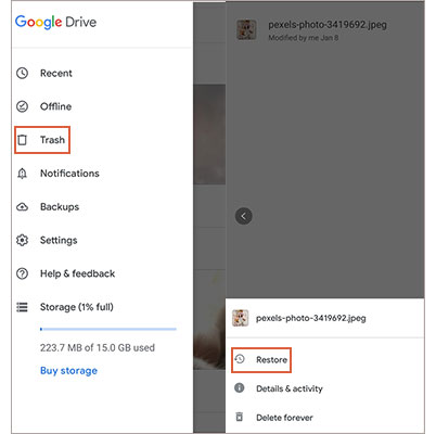 Recuperar fotos eliminadas permanentemente en Android usando Google Drive