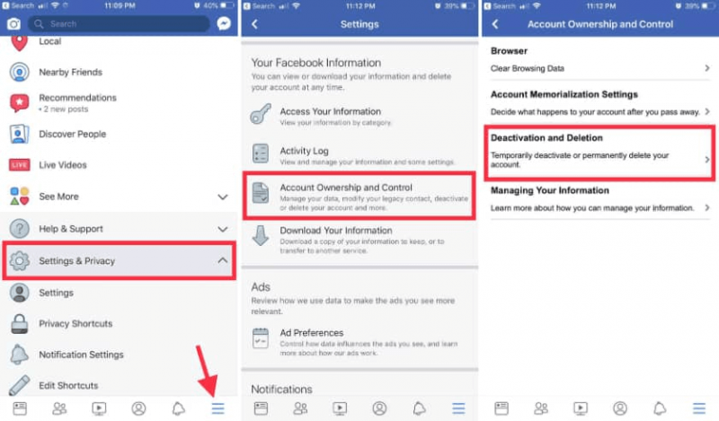 Desactive la cuenta de Facebook para eliminar Facebook Keep Messenger